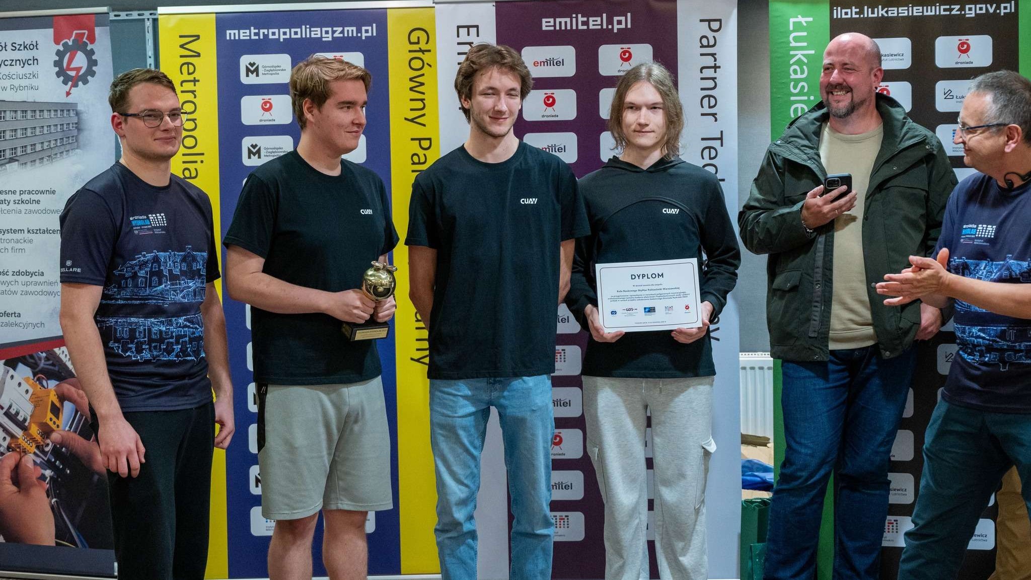 SkyMav team receiving an award at a competition